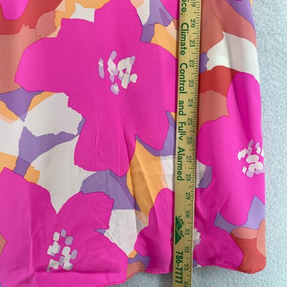 ALICE & TRIXIE Tunic Dress XS Silk Floral Cutout Cover Up Kimono Sleeve Pink - Picture 11 of 12